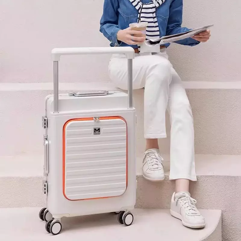 Широкий чемодан на колесиках мужской деловой алюминиевый каркас на молнии сзади открывающийся 20-дюймовый чемодан для ручной клади Женский замок TSA