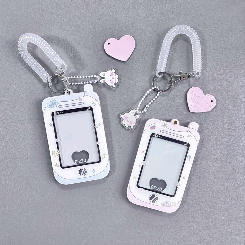 Lovely Cute Girls Cartoon Acrylic Idol Photocard Holder Keychain Pendant Card Holder ID Badge Holder Decorative Bag Pendant Case