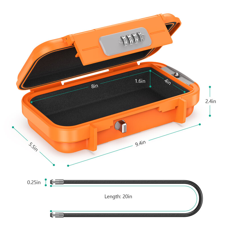 Oria-cofre portátil com fechadura combinada, caixa de segurança com código, para viagens, ao ar livre, esportes, armazenamento de chaves