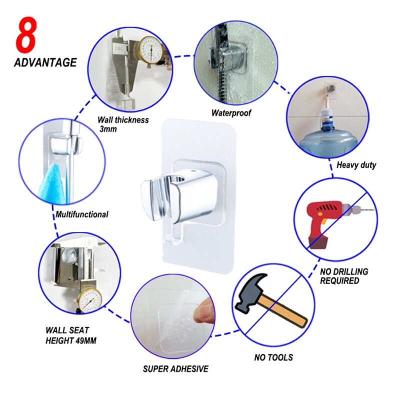 Soporte innovador para cabezal de ducha con succión Práctico soporte para cabezal de ducha montado en la pared Sin daños en las