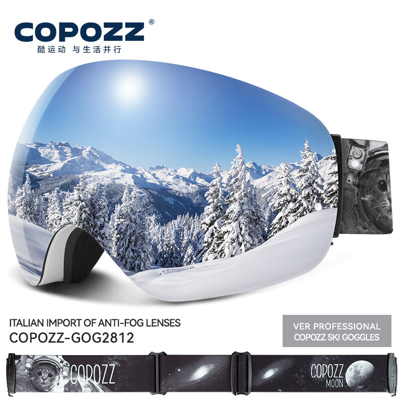 COPOZZ Ski Brille UV400 Schutz Ski Maske Männer Frauen Anti-Fog Big Gesicht Skifahren Gläser Outdoor Sport Snowboard Skifahren brillen