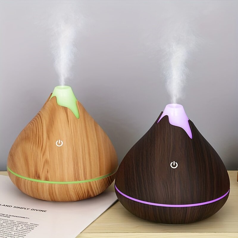 Pelembap udara mini, penyebar Aroma minyak esensial portabel kabut semprot serbuk kayu 350ml usb h2o