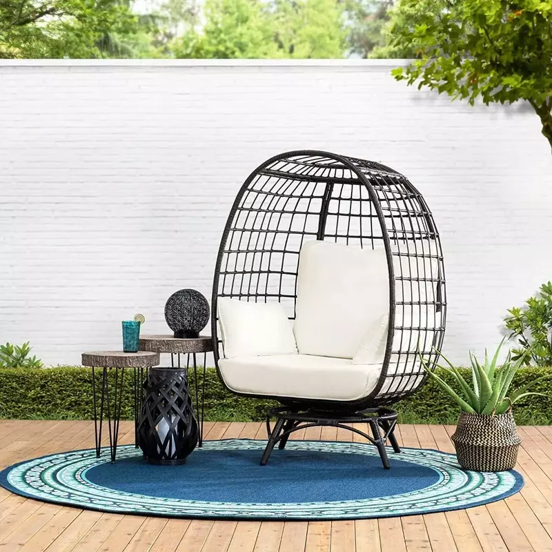 Gartenmöbel übergroßen Indoor Outdoor Eier stuhl mit 4 Kissen Stühle für Wohnzimmer Korb drehbar Lounge versand kostenfrei