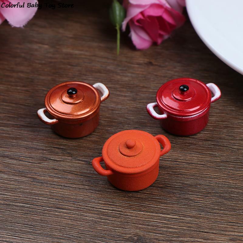 Alloy Miniature Pot para Doll House, Cozinha Acessórios, Doll House, Mini Kitchenware, Miniature Pot, 1:12, Hot