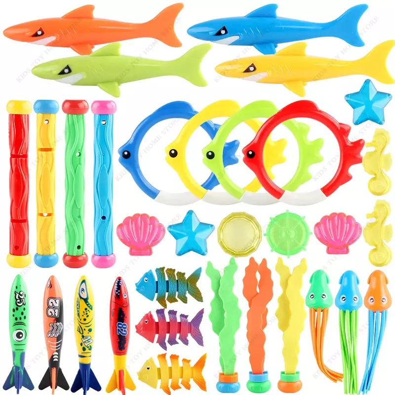 Brinquedos de mergulho para crianças, piscina, inclui varas, tesouros piratas, brinquedos, peixes, água presentes