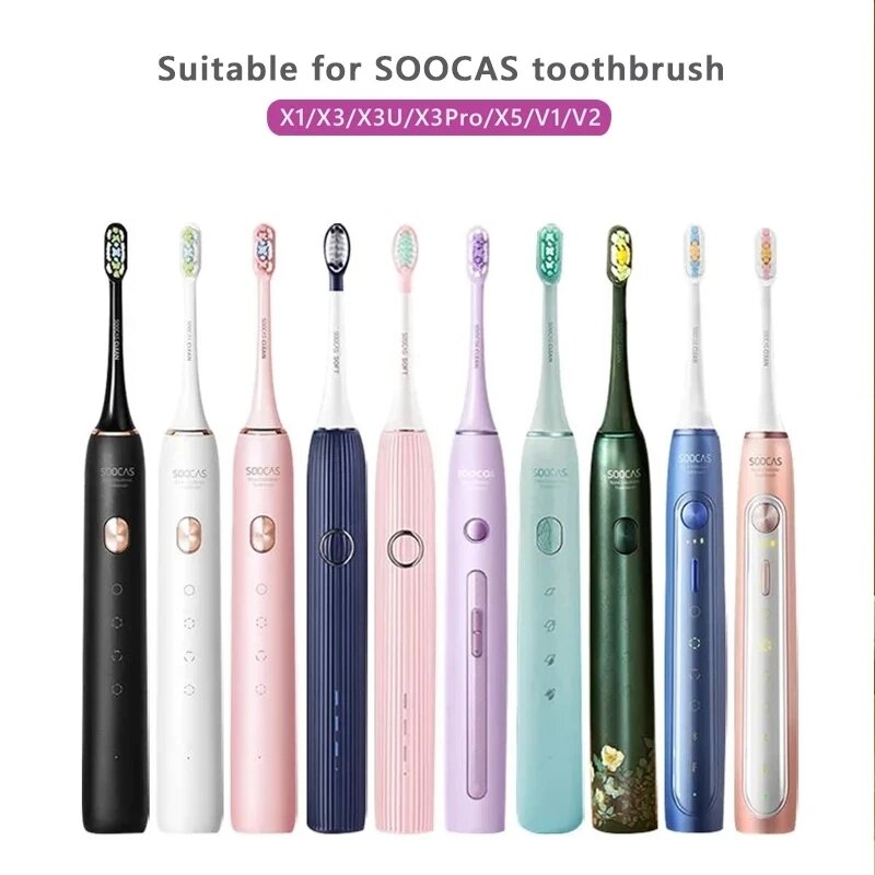 Sonic Electric Toothbrush Heads For Xiaomi SOOCAS X3 X5 X3U X1 V1 V2 SOOCARE Head Bristle Replacement Nozzles with Anti-dust Cap