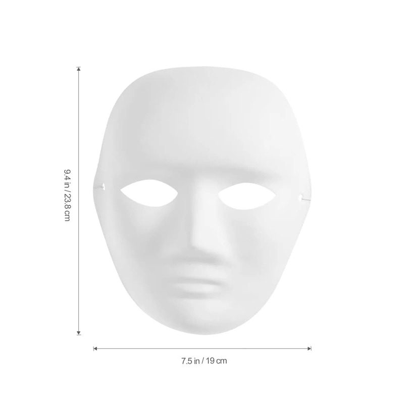 Máscara masculina de retrato facial completo, máscara branca em branco, pintura DIY, fantasia, pintura