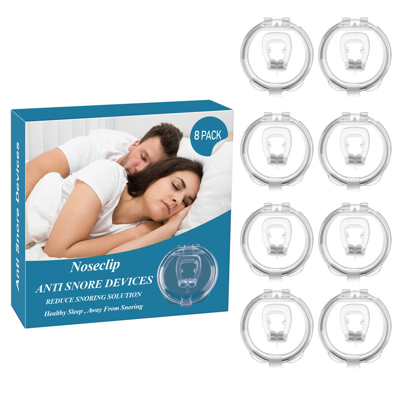 磁気シリコンいびき防止装置,1〜8個,ノーズクリップ,睡眠トレイ,睡眠時無呼吸保護,ケース付きナイトデバイス