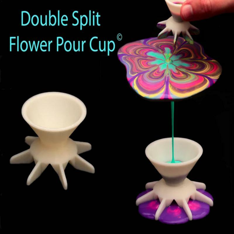 Pouring Paint Flower Split Art Cup Funnel Split Cups For Acrylic Paint Pouring DIY Making Pour Painting Supplies Flower Pattern