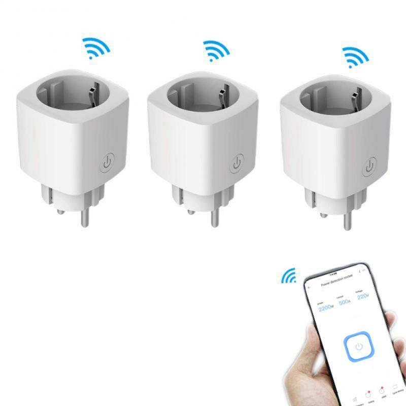 1/2/3PCS WiFi Smart EU UK Plug with Socket,Remote Control by Alexa Yandex Alice,Power Consumption Wattmeter Meter