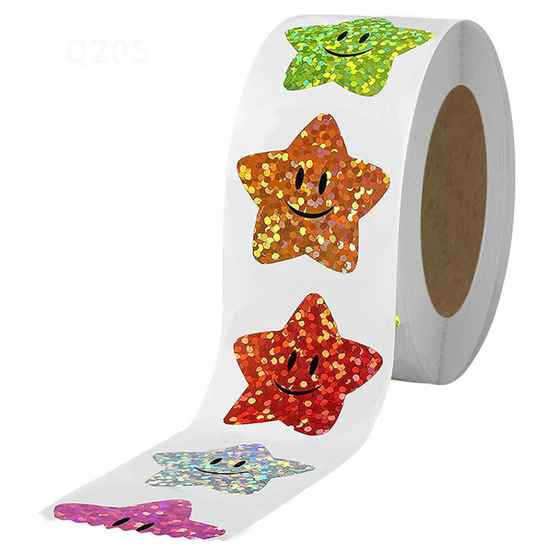 100-500 buah stiker hadiah bintang holografik stiker bintang perekat Corlorful Bagan hadiah mainan dekoratif label stiker hadiah