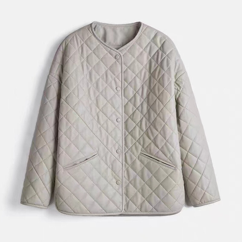 Pakaian kulit asli wanita, jaket tebal hangat kualitas tinggi musim dingin 2023 dengan katun leher bulat longgar kasual Streetwear