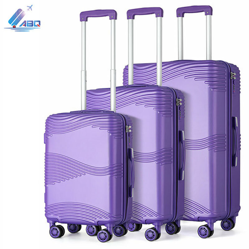 TSA Lock bagaglio grande e leggero Set da 3 pezzi viola lucido valigia da viaggio colorata con ruote Bolsa Viagem muslimah