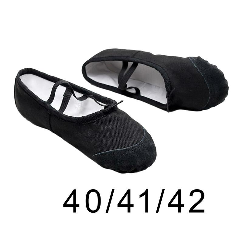 รองเท้าบัลเล่ต์ยิมนาสติกสีดำสำหรับผู้ชาย, รองเท้านักเต้นรองเท้านักบัลเล่ต์รองเท้าแตะออกกำลังกายผ้าปูที่นอน