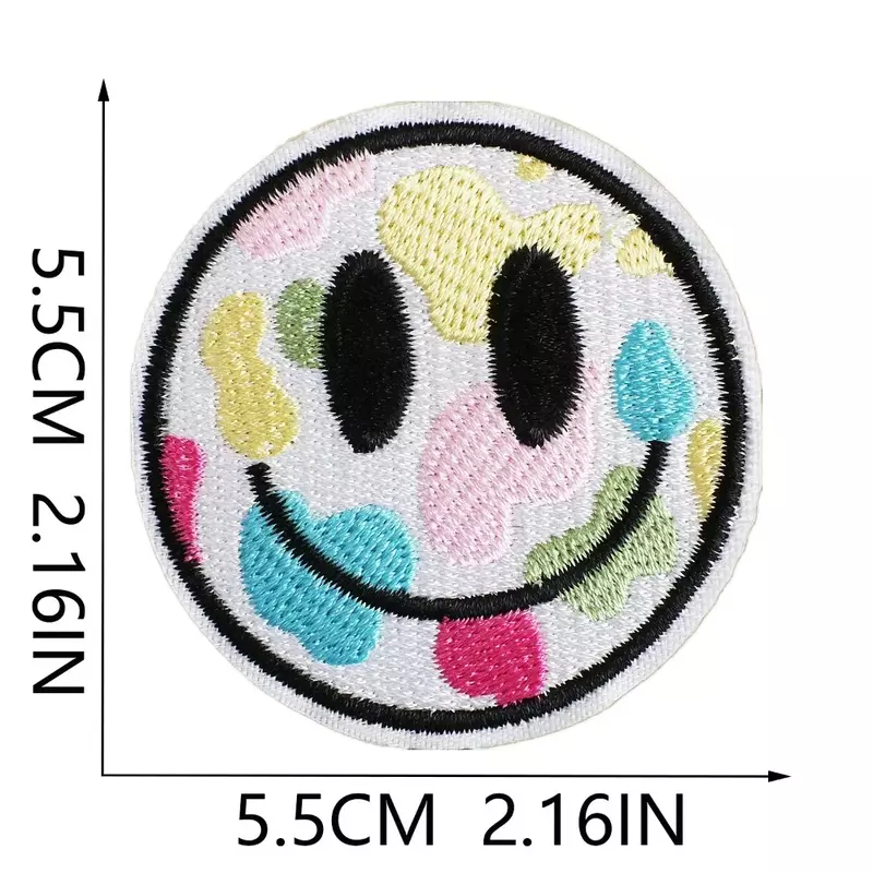 Hot Cartoon Embroidery Patch DIY Smiling Face Stickers Iron on Patches Love Badges Emblem Adhesive Fabric Accessories Cloth Bag