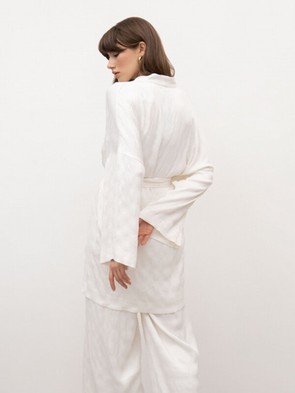 Marthaqiqi-Conjunto de ropa de dormir holgada para mujer, pijama Sexy con cuello en V, manga larga, Camisón con cordones, pantalones informales