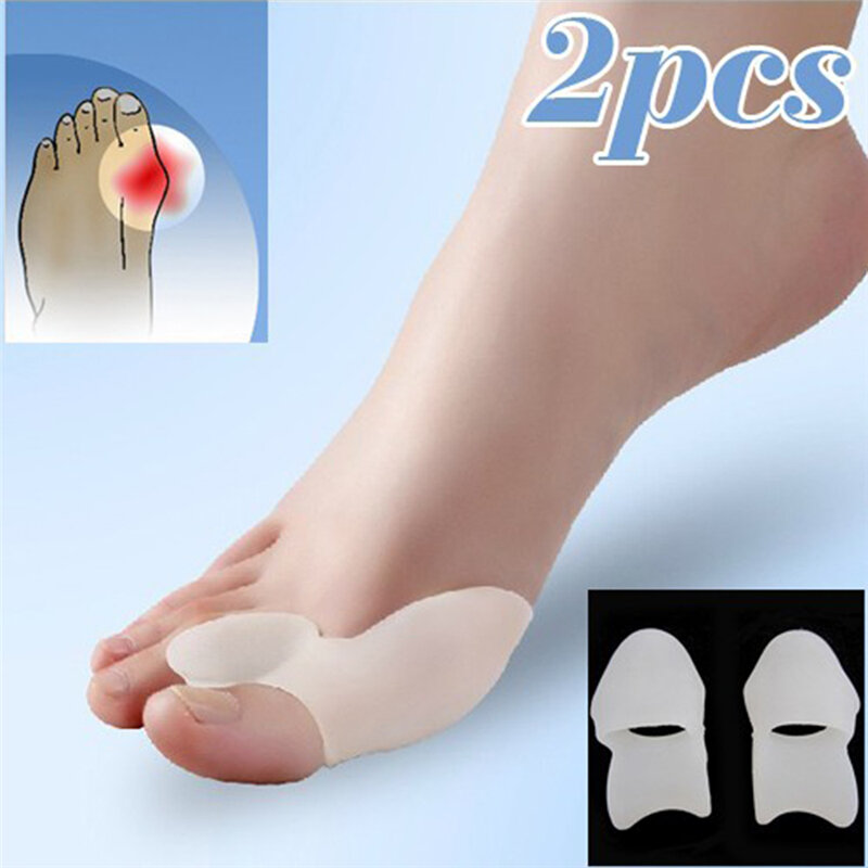 1 par de silicone gel polegar corrector joint pouco toe protetor separador hallux valgus dedo straightener almofadas alívio cuidados com os pés