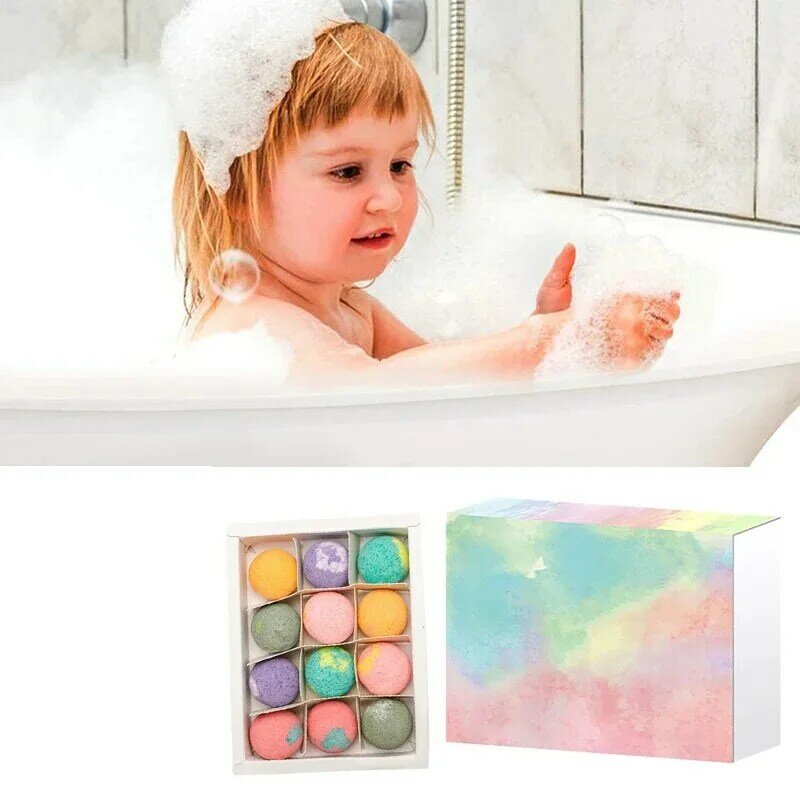 12Pcs Organic Bath Bomb Natural Bubble Bath Bombs to Nourish Hydrate Dry Skin Bath Salt Spa Sea Balls Gift for Friends Families