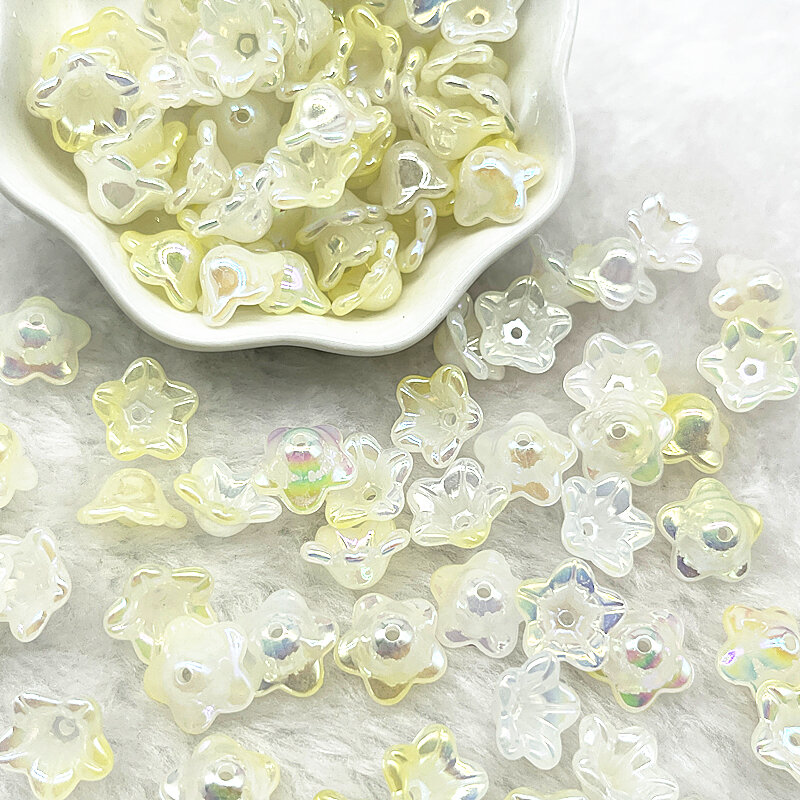 NEW 50pcs 7x13mm Gradual Change Acrylic Bellflower Beads Caps Jewelry Findings Charms Bracelets Spacer Beads for Jewelry Making