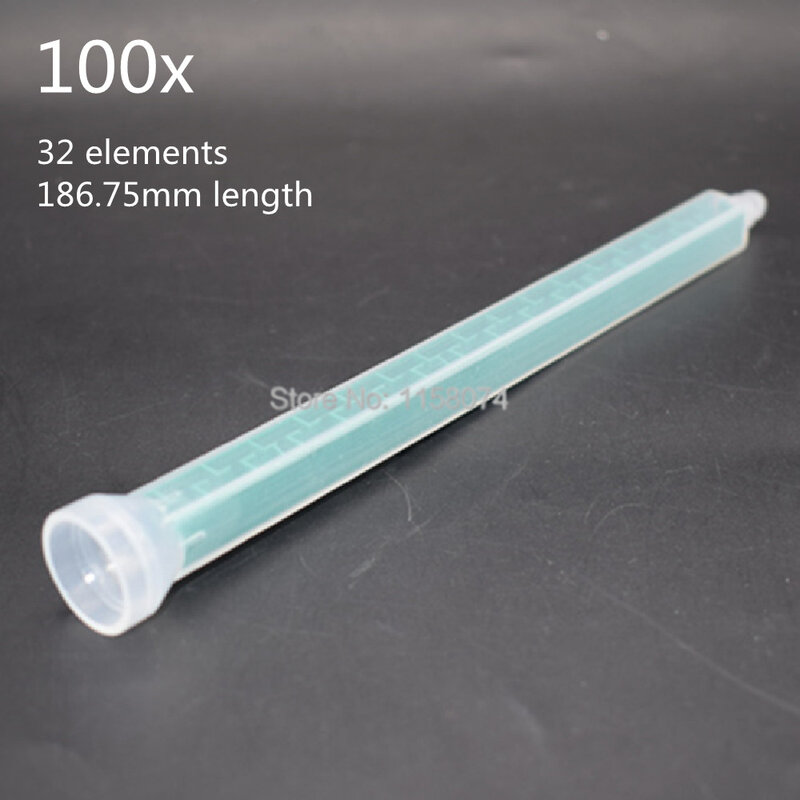 100 قطعة 32 عنصر ثابت خلاط الايبوكسي تلميح خلط فوهة 186.75 مللي متر طول ل 1:1/2:1 مزيج نسبة 200 مللي/400 مللي أنبوب خرطوشة حقنة