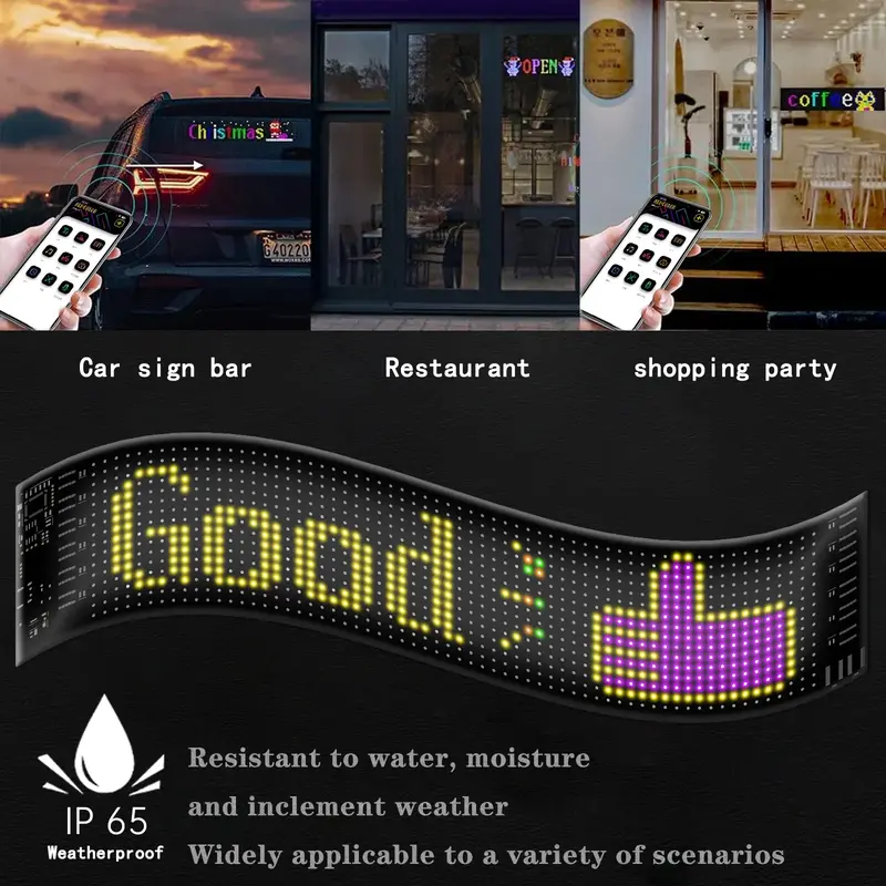Panel de píxeles de matriz LED para coche, iluminación RGB DIY, tablero de texto de desplazamiento de Graffiti, parabrisas, pantalla publicitaria, Control por aplicación Bluetooth