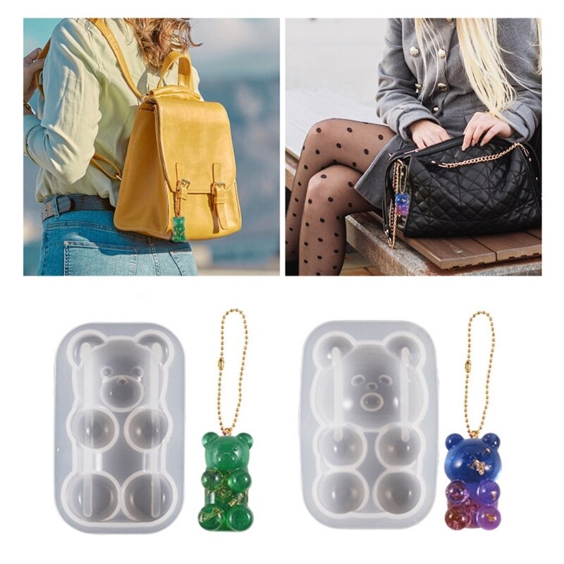3D Animal Silicone Molds Epoxy Resin Casting Molds Semi-dimensional Bear Molds for Jewelry Craft DIY Keychain Making Dropship