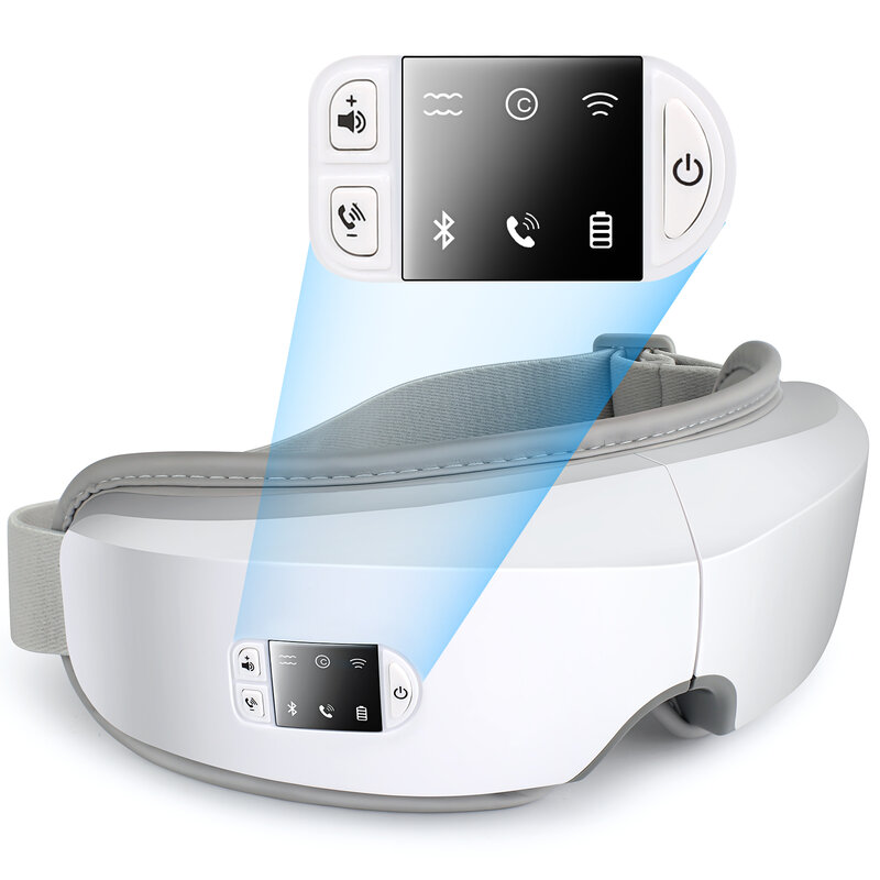 Smart Eye Massageador com Bluetooth, Eye Care Aquecido, Pressão de Ar e Vibração, Aliviar a Fadiga