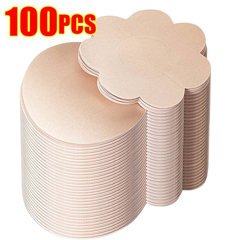 100pcs Cloth Nipple Cover Women Self Adhesive Lift Up Breast Petals Lady Invisible Bra Sticky Chest Shield Pads Bra Accessories