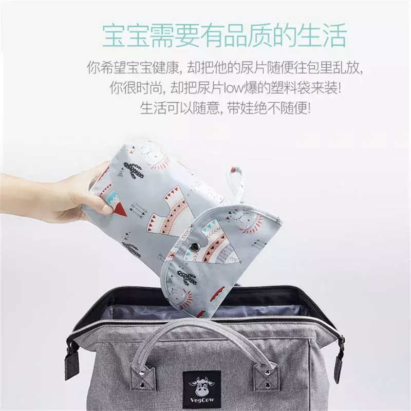 Tas popok bayi portabel dapat dipakai ulang, tas popok Mini untuk perjalanan kapasitas besar, Penyimpanan popok ibu