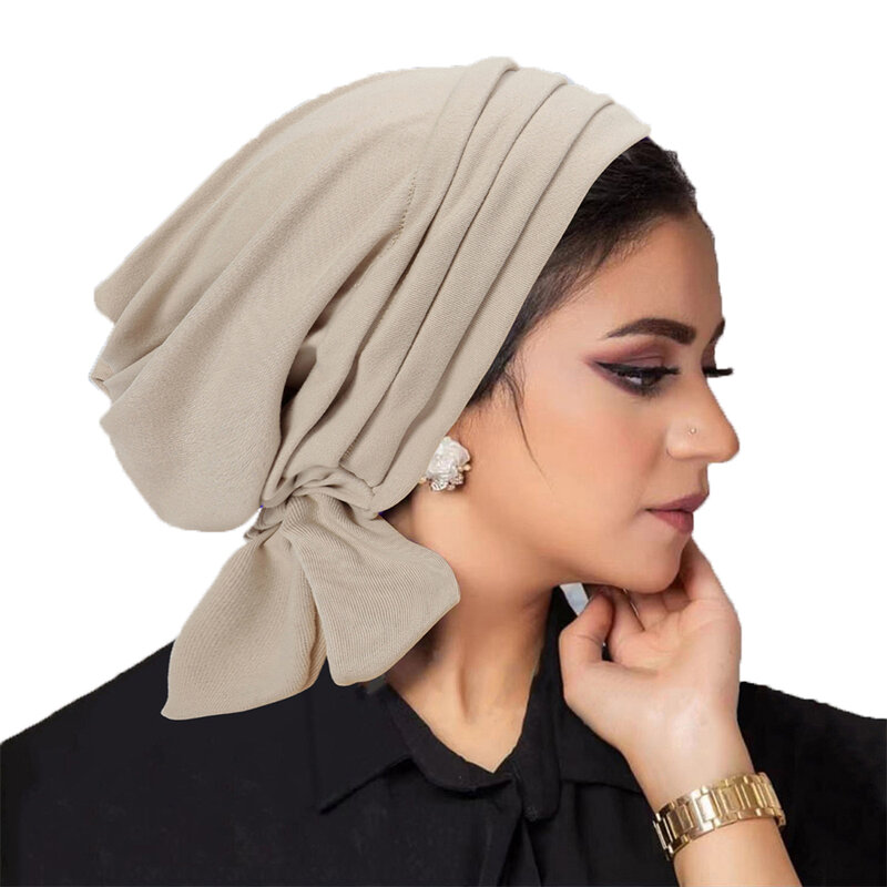 Veludo Ruffles Chemo Cap para Mulheres, muçulmano Hijab, lenço, gorro, perda de cabelo chapéu, bandanas, headband, turbante, moda