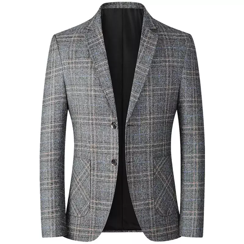 Jaket jas pria baru 2023 pakaian pria berkualitas tinggi Blazer pria kasual bisnis Blazer pria kotak-kotak tampan Slim Fit Blazer ukuran 4XL-M