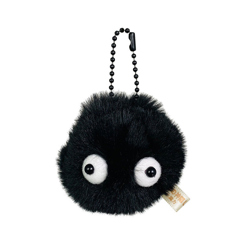 Cute Anime Plush Keychain Black Coalball Fairy Dust Keyrings Bag Key Accessory Pendant Black Elf Plushs Toys Birthday Gift