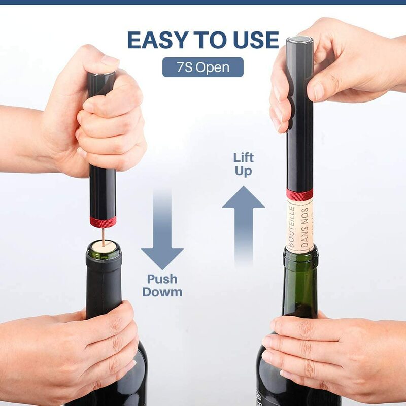 Pompa Udara Pembuka Anggur dengan Pemotong Foil Pena Keselamatan Portabel Pin Penghilang Gabus Pneumatik Pembuka Botol Gabus Aksesori Bar Dapur