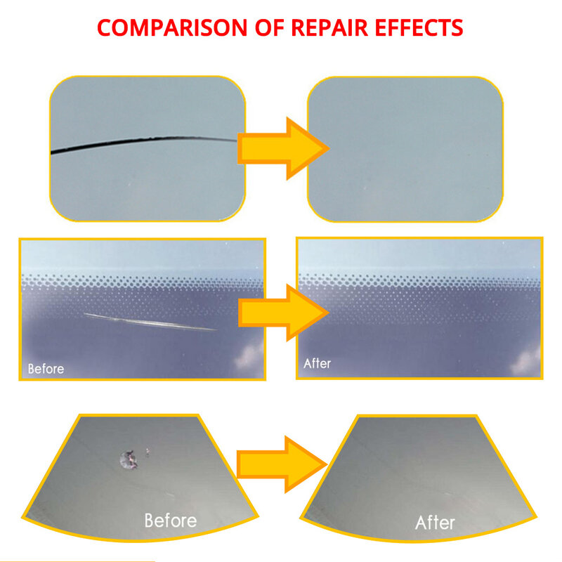 Ferramenta de reparo rachada do pára-brisa do carro DIY Car Window Phone Screen Repair Kit Cola de cura de vidro Auto Glass Scratch Restore