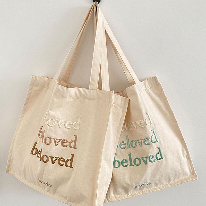 Prodotto personalizzato, Logo ecologico stampato borsa Shopping in tela di cotone organico di alta qualità