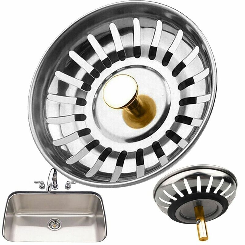 Colador de fregadero de cocina Premium, reemplazo de tapón de desecho, filtro de drenaje de acero para lavabos y lavabos de baño, 1 unidad