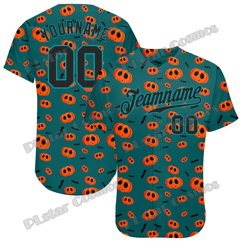 Happy Halloween schwarze Katzen Spinnen benutzer definierte 3D-Muster gedruckt Mode Männer Baseball Trikot lässig Hip Hop Baseball-Shirt bqw13