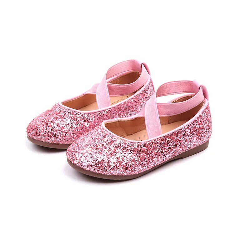2023 فتيات أحذية باليه مسطحة للحفلات الراقصة للبنات أحذية كريستالية أنيقة أحذية برقبة للأميرات من 5 إلى 12 سنة أحذية أطفال CSH1173