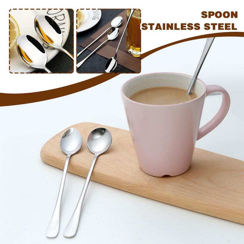 304 Stainless Steel Coffee Spoon Creative Long Handle Spoons Teaspoon Ice Scoop Tools Cream Mini Dessert Tableware Snack Ki A2D9