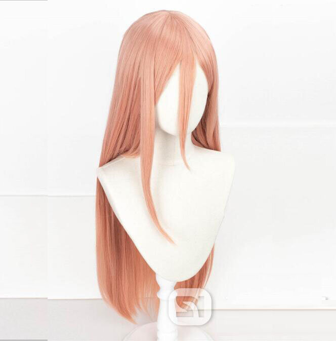 Parrucca cosplay di potenza Anime motosega uomo cosplay rosa arancione sexy parrucca sintetica in fibra di capelli lunghi