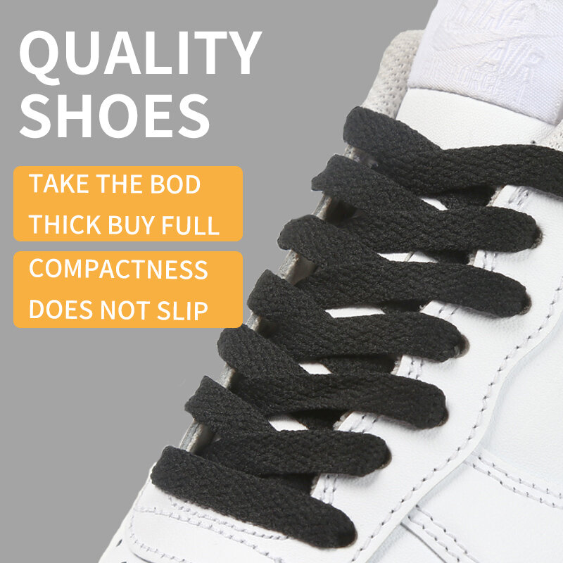 Cordones planos gruesos para zapatillas de deporte, 36 colores, sin elasticidad, blancos y negros