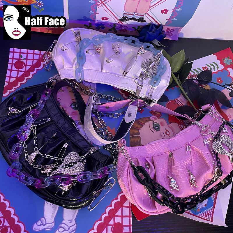 Mini bolsos cruzados de Metal pesado para mujer, estilo Retro, Harajuku, gótico, Punk, nuevo estilo americano, axilas, un hombro, Lolita, Y2K