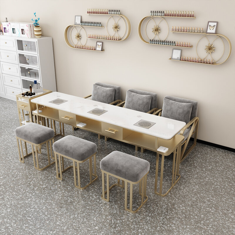 Luxury Organizer Nail Desk Dust Collector Designer Nordic Nail Table Chair Modern Scrivania Per Unghie Manicure Furniture