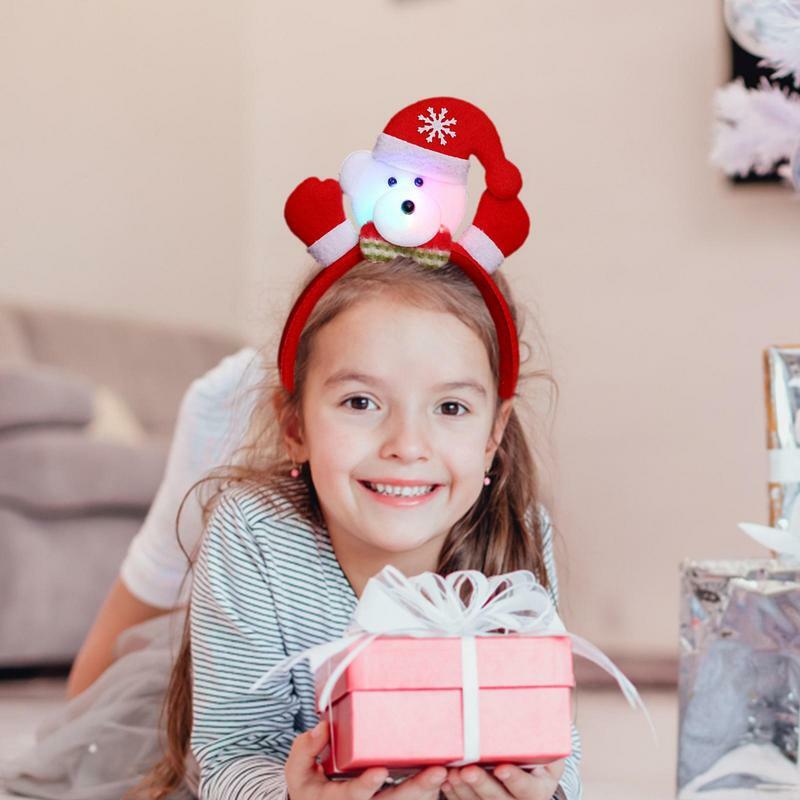 어린이용 라이트 업 크리스마스 코스튬 모자, 산타 머리띠, 크리스마스 휴일 파티 선물 액세서리