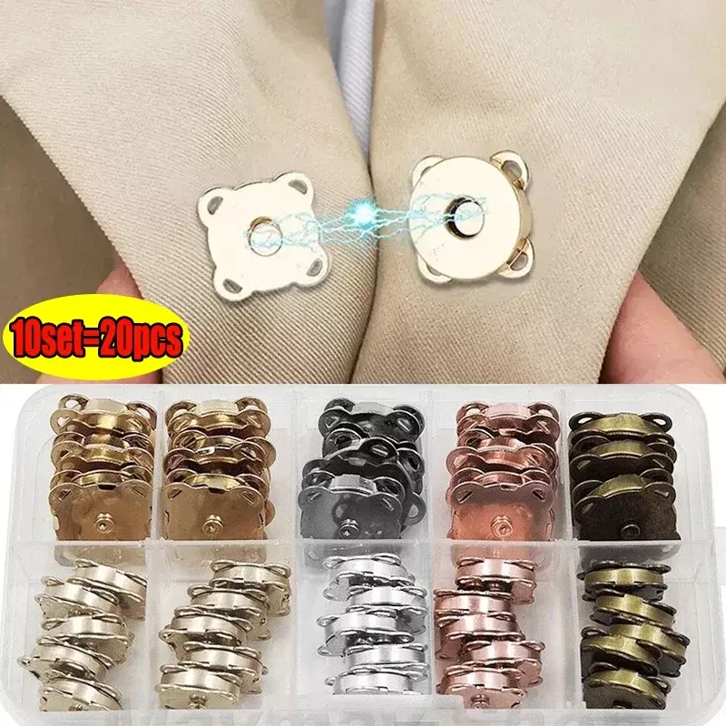 10sets/lot Magnetic Snap Fasteners Clasps Buttons Handbag Purse Wallet Craft Bags Parts Accessories Adsorption Buckle 14mm 18mm