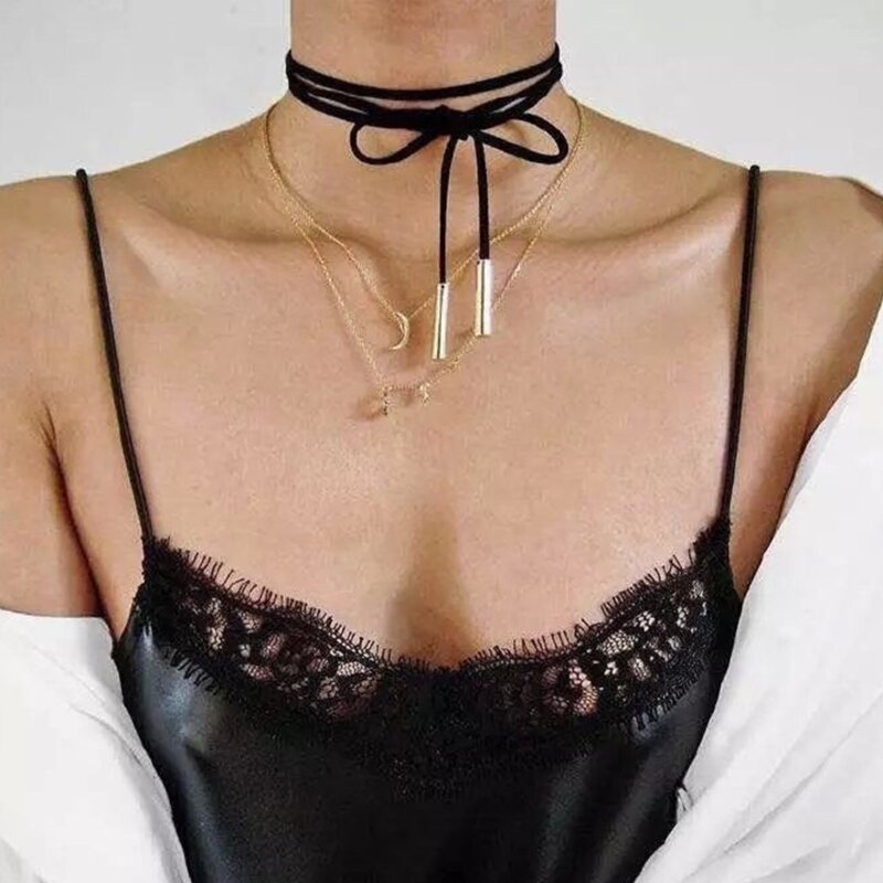 Новое ожерелье-чокер из веревки, бархатный ремешок, цепочка-чокер из веревки для женщин и девочек, вечерние украшения