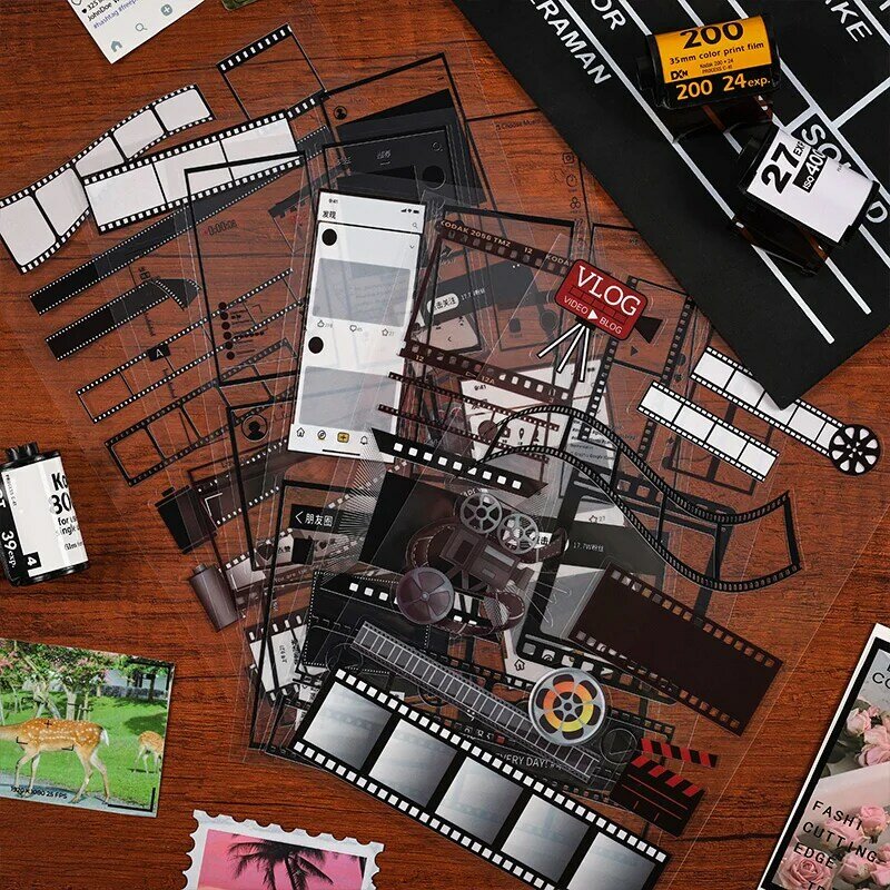 Marcadores de la serie Time espécimen, decoración de álbum de fotos, pegatina PET, 6 juegos por lote