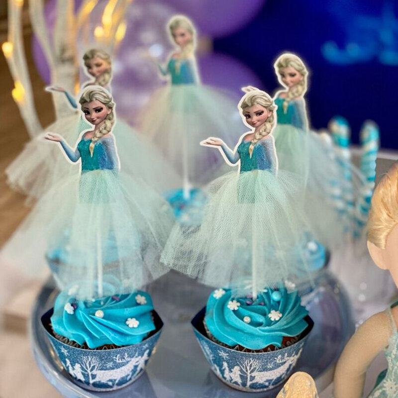 1/2/5/10Pcs Princess Cake Decoration Frozen Elsa Anna Princess Cupcake Toppers Baby Shower Birthday Supplies Party Cake Decorate