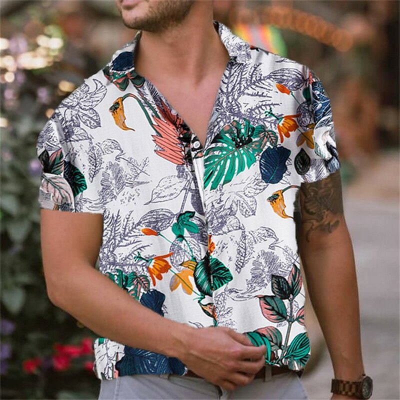Camisa de praia manga curta masculina, estampa 3D, blusa havaiana, gráfico coco árvore, roupas da moda, tendência do verão, novo, 5XL, 2023