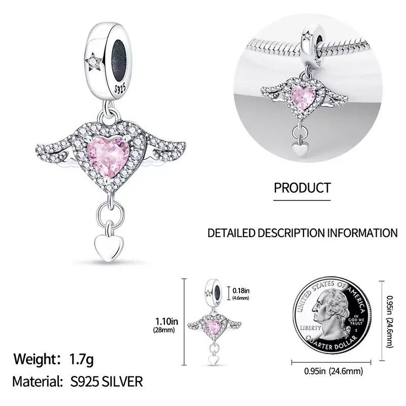 925 Sterling Silver Charm Beads para Pandora Original, zircão colorido, Phoenix, Bird Collection, Bracelet Making, jóias na moda